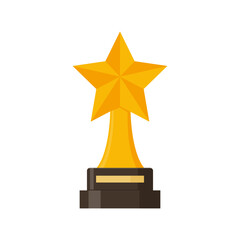 Winner’s trophy vector. Illustration of Golden Trophy or cup, sports award, champion in flat style