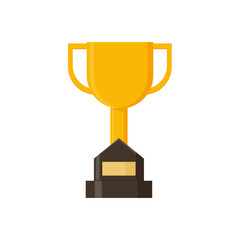 Winner’s trophy vector. Illustration of Golden Trophy or cup, sports award, champion in flat style