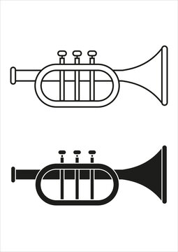 Black And White Trumpet Icon Flat Design Vector