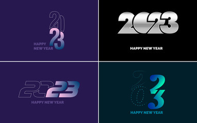 2023 Happy New Year. 2023 number design template. Christmas decor 2023 Happy New Year symbols. Modern Xmas design for banner. social network. cover and calendar. New Year Vector illustration