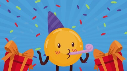 emoji with party hat comic character