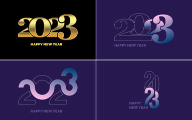 Fototapeta na wymiar 2023 Happy New Year. 2023 number design template. Christmas decor 2023 Happy New Year symbols. Modern Xmas design for banner. social network. cover and calendar. New Year Vector illustration