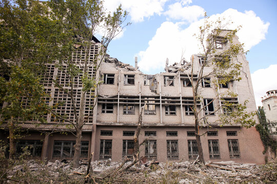 Destroyed factory building.