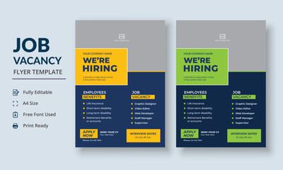 Job Vacancy Flyer Template, Job Recruitment Flyer, We are Hiring Job Flyer Template