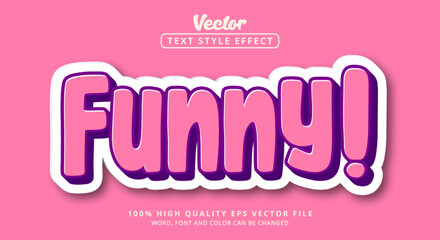 Editable text effects Funny Text is pink and purple, an attractive cartoon style font