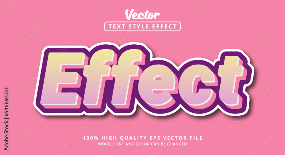 Poster effect text with soft purple and pink color style, editable text effect