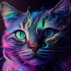 Cat covered in liquid paint