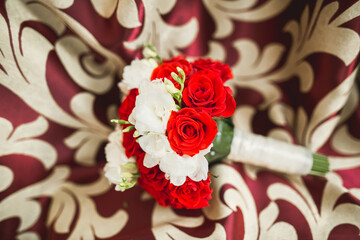 Wonderful luxury wedding bouquet of different flowers