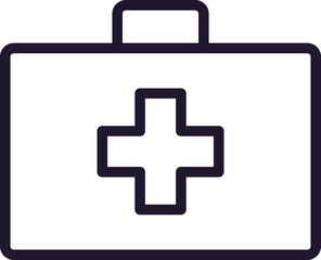 Health symbol. Vector sign for web sites, adverts, UI, internet shops and stores. Editable stroke. Vector line icon of cross on medical suitcase