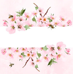 blooming sakura wedding invitations card