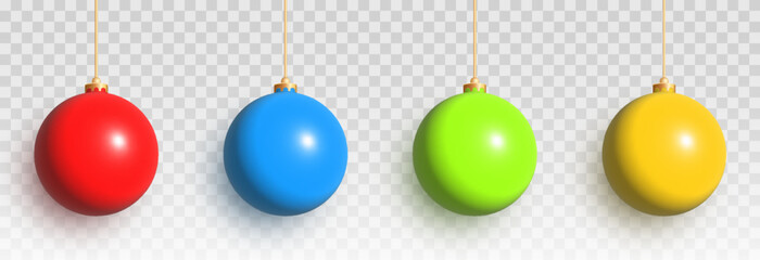 Vector Christmas tree toys png. Red balls on the Christmas tree png, multi-colored balls. Christmas decorations.
