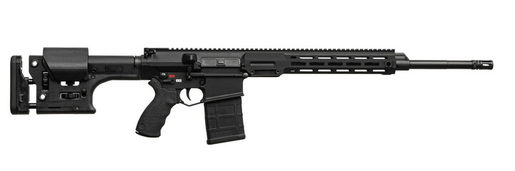 Modern automatic rifle isolated on white background. Weapons for police, special forces and the...