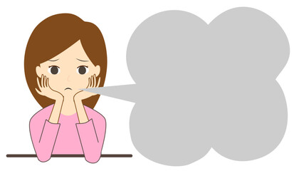 ため息をつく女性。悩み、不安のコンセプト。