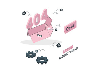 Oops! 404 error for landing page concept illustration