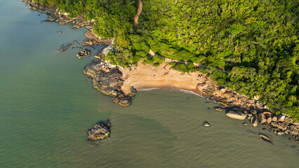 Aerial photos with drone of the beautiful beaches of Porto Belo in Santa Catarina