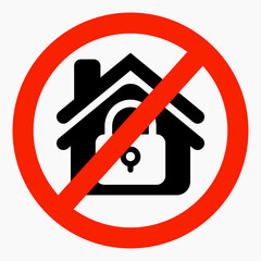 No lock in the house. Do not close the house. Prohibition of house closure. Vector icon.