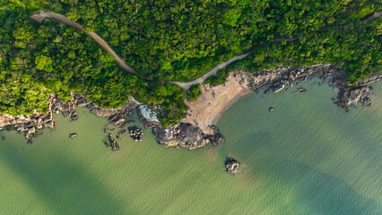 Aerial photos with drone of the beautiful beaches of Porto Belo in Santa Catarina
