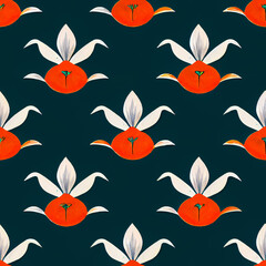 seamless pattern with orange white flowers
