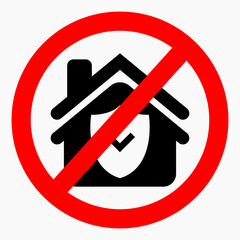 Unprotected home. No protection in the house. No home warranty. Vector icon.