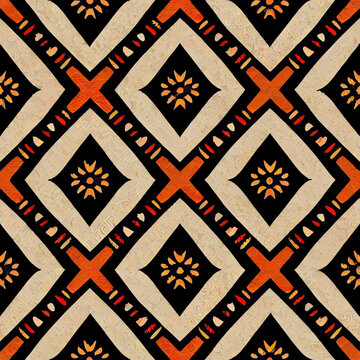 seamless pattern with tribal indian square elements