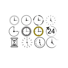 Time and clock vector linear icons set. Isolated collection of time for web sites icon on white background.