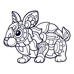 Beautiful Rabbit mandala arts isolated on white background