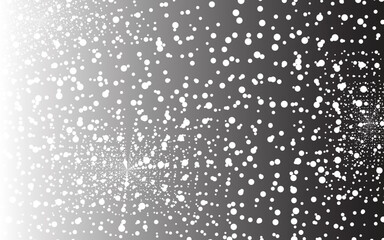 Abstract black background with white specks. Water drops on a glass