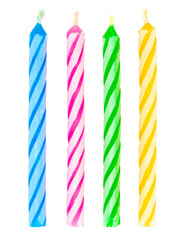 birthday candles on white background with clipping path inside