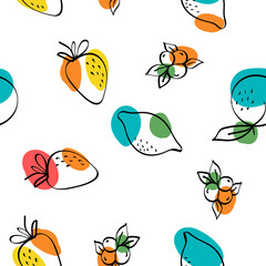 Color Apricot and Lime Vector White Seamless