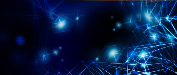 Panoramic abstract dot and triangle connection, Digital futuristic background. abstract, science, futuristic, Line art modern vivid color digital technology panorama concept