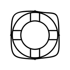 Life buoy wheel icon for water transportation rescue in black outline style