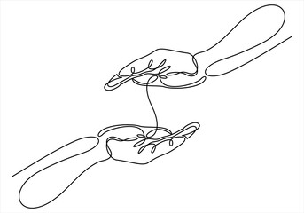Continuous line drawing. Hands palms. illustration