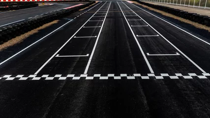 Tuinposter Aerial top view grid start, Start of track, Racing asphalt road © Darunrat