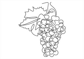 Grapes in continuous line art drawing style. illustration - obrazy, fototapety, plakaty