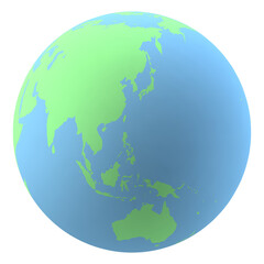 Highly detailed Earth globe with Australia, New Zealand and Oceania, PNG isolated on transparent background	
