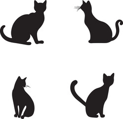 Black silhouette of cats logo emblem. Vector illustration