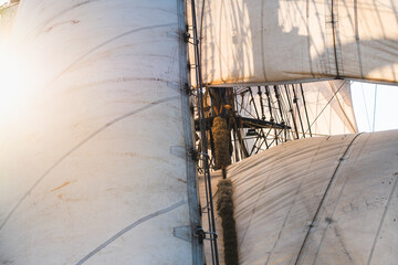 set sail and rigging details of an old sailing vessel