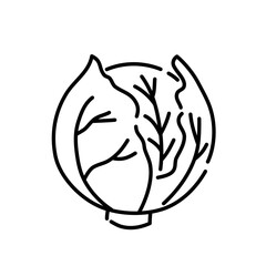 Cabbage doodle icon. Hand drawn black sketch. Vector Illustration.