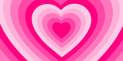 Monochrome horizontal background of heart shaped tunnel. Rainbow romantic pattern. Pink colors