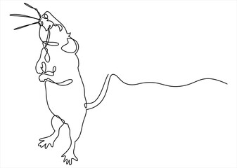  Rat continuous .One single line drawing. sign.