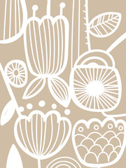 Beautiful flower and leaves botanical icon hand drawn vector illustration.