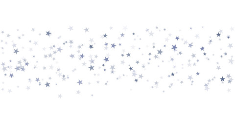 Silver stars vector background, sparkling Christmas confetti falling isolated on white. magic shining flying stars glitter backdrop, sparkle border