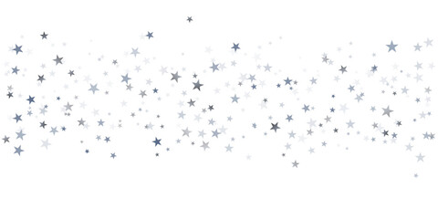 Naklejka na ściany i meble Silver stars vector background, sparkling Christmas confetti falling isolated on white. magic shining flying stars glitter backdrop, sparkle border