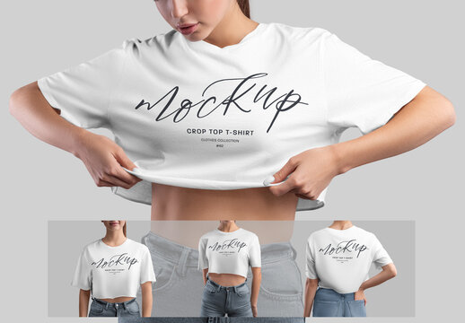 4 Mockup Woman Crop Top T-Shirt