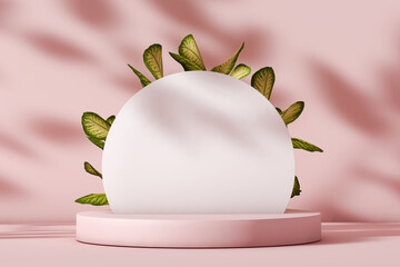 Podium on a background with shadows to expose a product