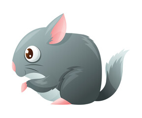 Grey Chinchilla with Cute Snout as Home Pet Animal Vector Illustration