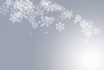 White Snowflake Vector Gray Background. Falling