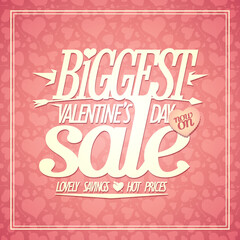 Biggest Valentine's day sale banner, lovely savings poster mockup