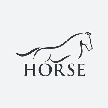 Horse jumping logo design vector template