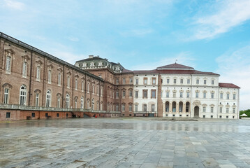 Fototapeta na wymiar The beautiful facades of the Royal Palace of the Savoy in the Venaria Reale